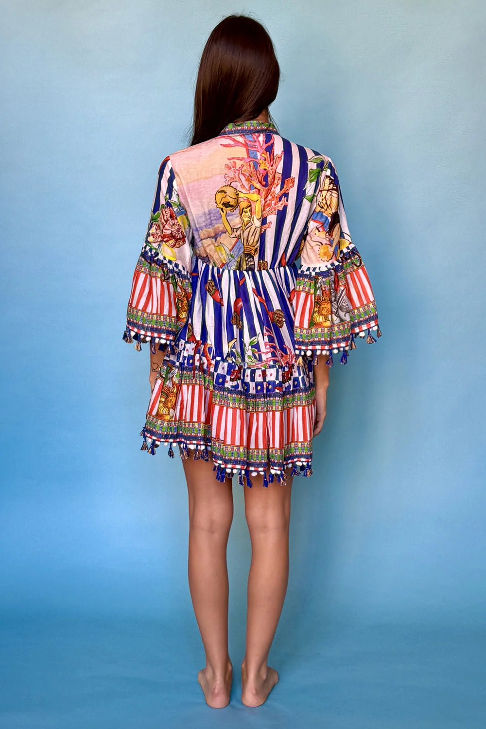 Short dress with mandarin collar