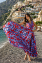 Red Baroque Print Maxi Dress