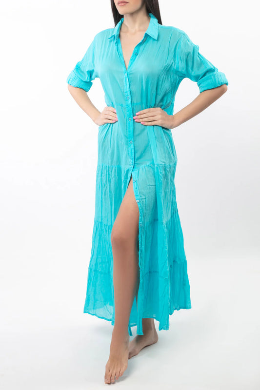 Long dress with mandarin collar