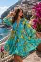 Lemon Print Tiered Dress -FC293